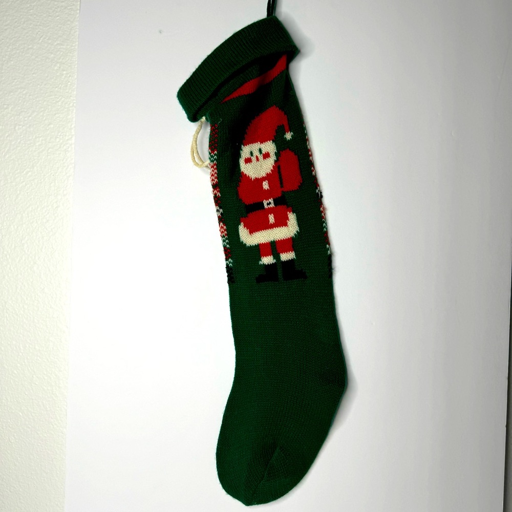 Vintage‎ Knitted Christmas Stocking with Santa Design
